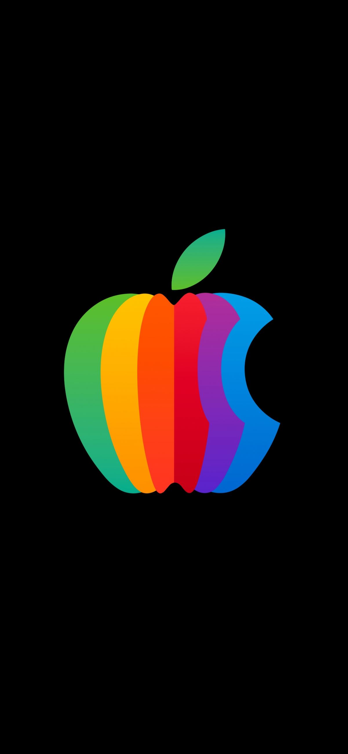 Apple彩色Logo 黑色背景 苹果手机壁纸