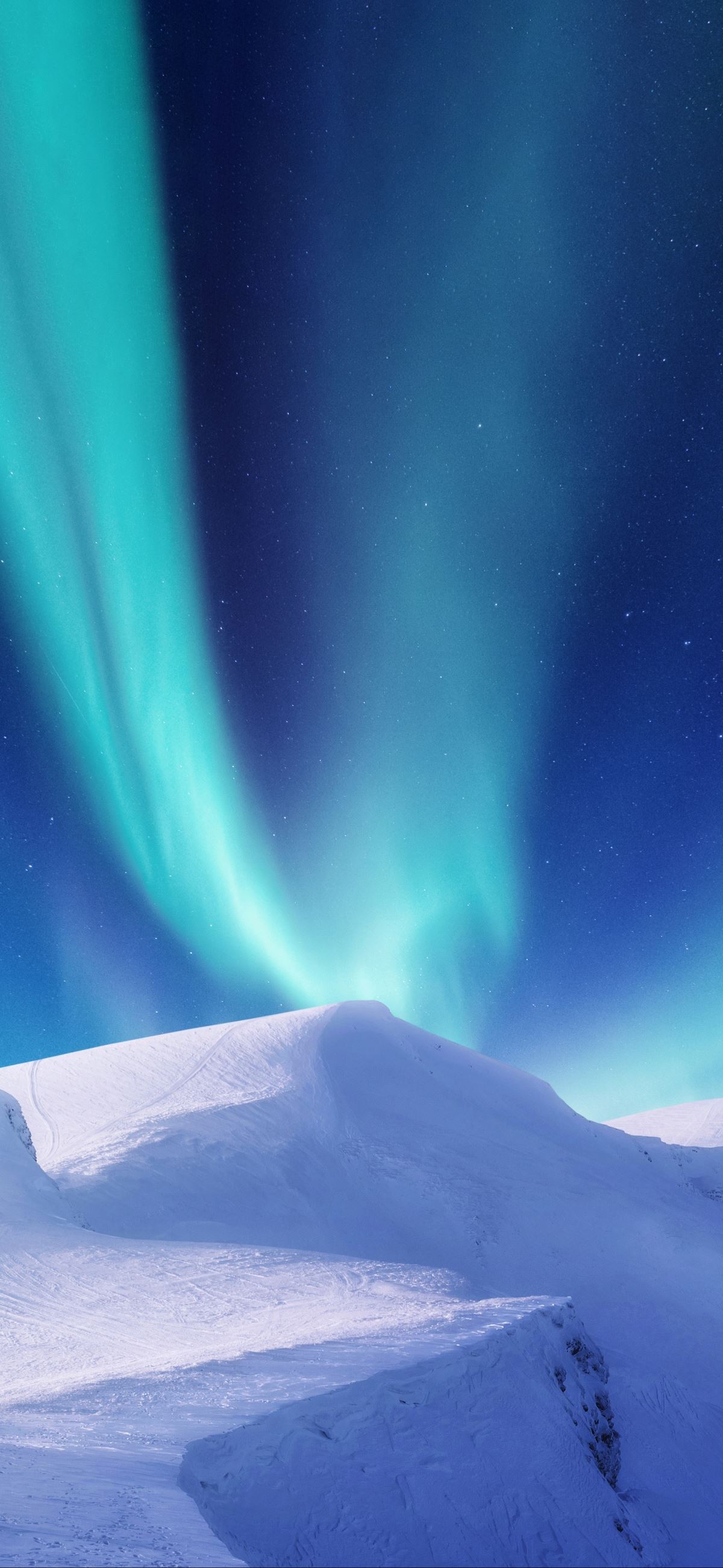 极光 雪地 风景 4k全屏手机壁纸